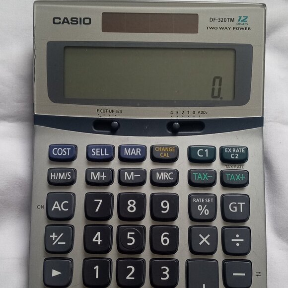 Casio DF-320TM Solar & Battery Calculator 12 Digits Tax Calculation Japan, Works - Picture 1 of 4